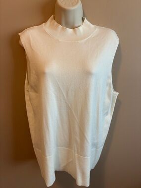 Worthington Cream Sleeveless Mock Neck Knit Tank